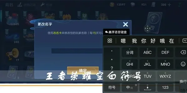王者荣耀改空白名字符号-王者荣耀修改名字符号指南