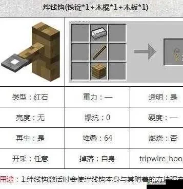 我的世界中国版绊线钩的功能作用介绍-绊线钩功能作用详解