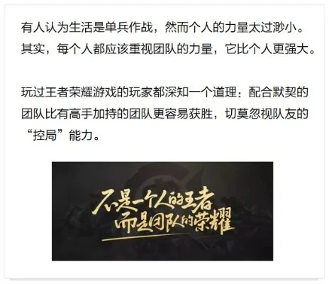 荣耀不是一个人的游戏-团队协作共创荣耀